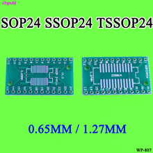 Placa de pinça pcb sop24 ssop24 tssop24 para dip24, 10 peças, soquete conversor de placa pcb de pino dip 0.65mm/1.27mm a 2.54mm 2024 - compre barato