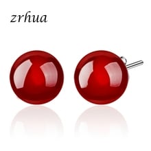 ZRHUA Wholesale Original Silver Color Earrings Red Black Crystal Stud Earrings For Women Girls Jewelry Gift Free Shipping 2024 - buy cheap