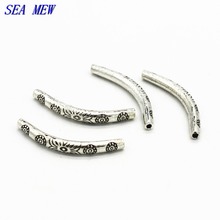 Sea mew 20 peças 4mm * 34mm metal liga antiga prateada contas de buraco cor de prata contas de tubo curvo espaçador contas para fazer jóias 2024 - compre barato