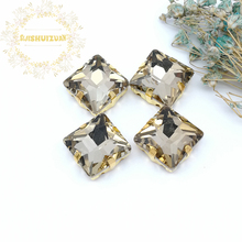 Classic style Light coffee Square Glass Crystal sew on rhinestones with gold claw Diy wedding dress accessories Free shipping 2024 - buy cheap