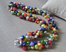 Joyería de perlas reales, collar de perlas trenzadas naturales Multicolor de agua dulce, 6-7mm y 18 pulgadas, joyería para fiesta y boda 2024 - compra barato