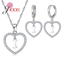 New Arrval Love Heart Jewelry Sets Fashion Hollow Design 925 Sterling Silver Letter Shape Women Necklace/Earrings Set 2024 - buy cheap