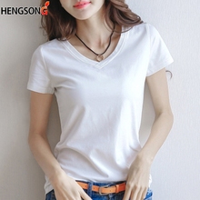 Camiseta básica de manga larga para mujer, ropa para primavera y otoño, de estilo coreano, con cuello de pico, 2019 2024 - compra barato