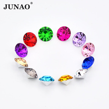 JUNAO 8mm Clear Crystal Rhinestones Pointback Acrylic Gems Round Strass Non Sewing Crystal Stones For DIY Wedding Dress Crafts 2024 - buy cheap