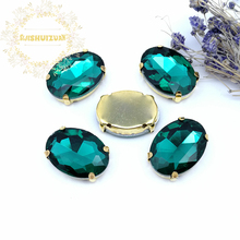 Classic style Malachite green OVAL shape Glass Crystal sew on rhinestones with Gold claw Diy Clothing accessories Free shipping 2024 - buy cheap