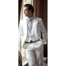 Ivory Beach Wedding Suits for Men Slim Fit costume homme groom men Tuxedo 3 Piece Blazer Groom Tailor Suit ternos masculino 2024 - buy cheap