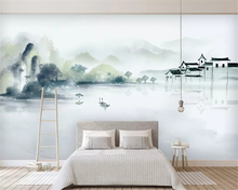 beibehang Customized environmental papel de parede wallpaper new Chinese ink blue abstract line decorative painting background 2024 - buy cheap