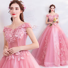 New arrival pink long lady girl women princess bridesmaid banquet party ball dress gown 2024 - buy cheap