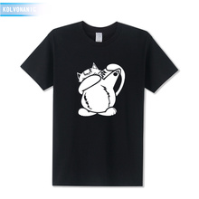 Camiseta de los hombres de moda 2021 Dabbing gato gracioso Streetwear de algodón de los hombres Dab Pose Hip-hop Animal T camisa de talla grande SX-3XL 2024 - compra barato