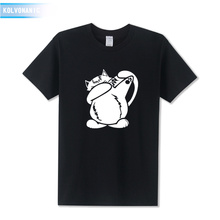 Men's T Shirts Fashion 2021 Dabbing Cat Funny Streetwear Men Cotton Dab Pose Hip-hop Animal Printed T Shirt Plus Size SX-3XL 2024 - buy cheap