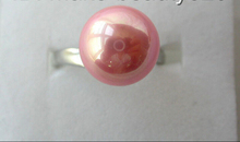 Frete grátis anel de pérola stunning deslumbrante grande 12mm redondo rosa mar do sul concha 8 # s1794 2024 - compre barato