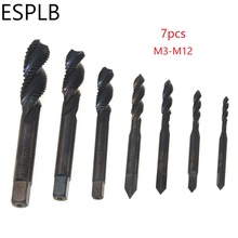 Esclb-brocas de mano en espiral, herramientas manuales de rosca con enchufe métrico, M3/4/5/6/8/10/12, HSS 6542, 7 unidades 2024 - compra barato