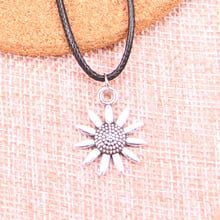 20Pcs Antique Silver Color sunflower flower Pendant 23*18mm Leather Chain Necklace Black Leather Cord Necklace 2024 - buy cheap