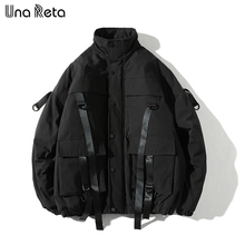 Una Reta Winter Jacket Coats Men New Casual Windbreaker Jackets Mens Parka Plus size Hip hop Bandage design Coats Man Streetwear 2024 - buy cheap