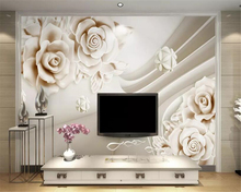 Обои beibehang для стен в рулонах, роспись, резные нефритовые обои с цветами розы, спутанные декоративные обои для задней панели телевизора, домашний декор 2024 - купить недорого