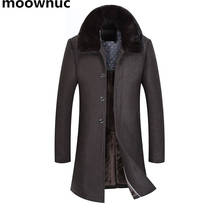 Новое Брендовое мужское шерстяное пальто с меховым воротником 2018, высококачественное зимнее мужское деловое повседневное длинное плотное приталенное пальто большого размера M-4XL 2024 - купить недорого
