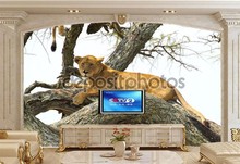 Large 3D murals wallpapers,The African lion on the tree wallpaper,living room sofa TV wall bedroom papel de parede 2024 - buy cheap
