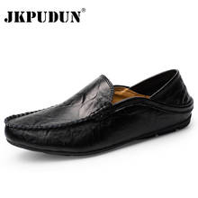 JKPUDUN Men Shoes Casual Genuine Leather Mens Loafers Moccasins Designer Slip On Boat Shoes Classical Chaussure Homme Size 38-46 2024 - buy cheap