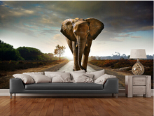 Пользовательские papel де parede infantil. Walking Elephant фрески для детской комнаты Гостиная ТВ установка стены водонепроницаемые обои 2024 - купить недорого