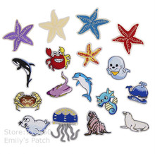New arrival 10 pcs starfish sea animals embroidered patch iron on Motif Applique hat bag shoe Fabric cloth embroidery accessory 2024 - buy cheap