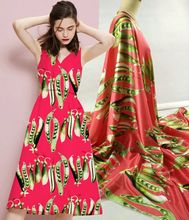 New Pink Flowers View Inkjet Printed Silk Fabric Spandex 97% Silk Romantic Night Wedding Party Dress Fabric 2024 - buy cheap