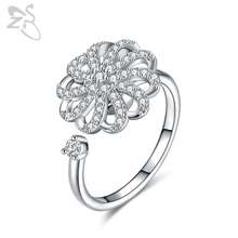 ZS цветок вращающиеся кольца для женщин Регулируемый милые модные кольца вращающийся Кольцо Прозрачный камень ювелирные изделия красивые Anillos 2024 - купить недорого