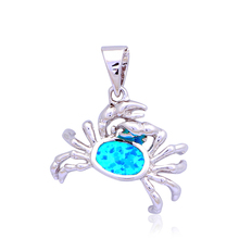 new come Amazing Crab Blue Fire Opal Silver stamp Necklace Pendants for women Fashion jewelry OP454A 2024 - buy cheap