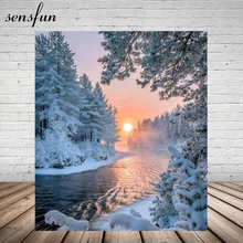 Sensfun Winter Wonderland Photography Backdrop For Photo Studio Snow Sunset Forest River Backgrounds For Photo Studio 7x5FT 2024 - buy cheap