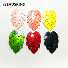 ¡Nueva llegada! Abalorios acrílicos con forma de pluma para pendientes, accesorios para pendientes, DIY, 56x37mm, 50 unids/lote 2024 - compra barato