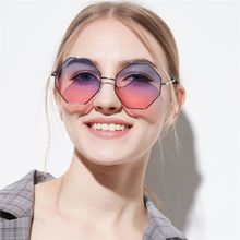 УНИКАЛЬНЫЕ Солнцезащитные очки женские шестигранные Солнцезащитные очки женские винтажные Ретро многоугольные черные коричневые красные маленькие очки мужские оттенки 2024 - купить недорого