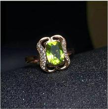 Anillo de peridoto Natural para mujer, de Plata de Ley 925, joyería fina de GEMA de 6x8mm, venta al por mayor 2024 - compra barato