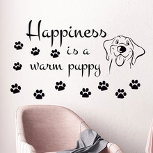 Happiness Is Warm Puppy Quotes Wall Sticker Vinyl Grooming Salon Decor Interior Design Dog Footprint Decals Pet Shop Murals A251 2024 - buy cheap