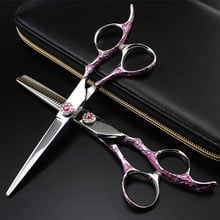 Professional japan 440c Pink Plum 6 inch hair scissors cutting barber makas cut hair salon thinning shears hairdressing scissors 2024 - buy cheap