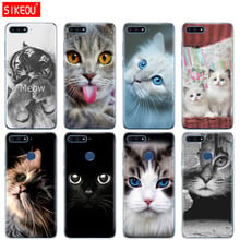 Funda de silicona para teléfono Huawei Honor 7A PRO 7C Y5 Y6 Y7 Y9 2017 2018 Prime black Cat cute 2024 - compra barato