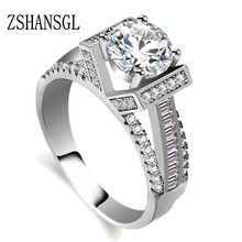 925 Sterling Silver Wedding Rings For Women 1Ct AAA CZ Engagement Ring For Women Classic Jewelry Size 5 6 7 8 9 10 2024 - buy cheap