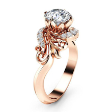 MOONROCY Rose Gold Color Crystal Rings CZ Wedding Rings Vintage Party for Women Girls Gift Jewelry Wholesale Dropshipingg 2024 - buy cheap