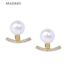 Madrry Fashion Unique Zircon Earring Freshwater Pearls Stud Earrings Detachable Jewelry For Women Girl Party Daily Ear Ornaments 2024 - buy cheap
