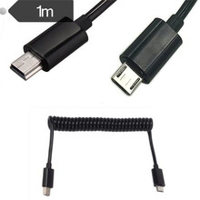 Spiral Coiled Micro USB B 5Pin M to Mini USB B 5Pin Male adapter adaptor Cable 2024 - buy cheap