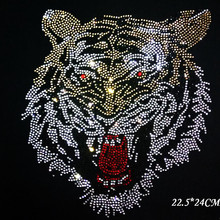 2pc/lot bling tiger iron on transfer patches hot fix rhinestone motif iron on crystal transfers design for shirt dress 2024 - buy cheap