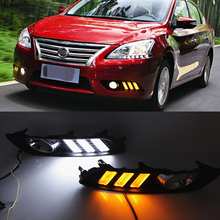 Cscsnl 1 conjunto abs led drl luzes diurnas luz do dia com turnning sinal amarelo para nissan sylphy sentra 2013 2014 2015 2024 - compre barato