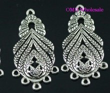OMH wholesale Free ship 30pcs The butterfly Tibetan silver pendants earring connectors findings Drop Earrings 44X24MM EH391 2024 - buy cheap