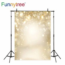 Funnytree background for photo studio Christmas snowflake golden halo bokeh shine winter photo booth backdrop photocall 2024 - buy cheap