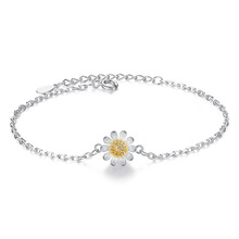 Sterling Silver Bracelet Sunflower Design Women Handchain Lovely S925 Daisy Jewelry Wholesale Female Bracelet White Gold Plated 2024 - buy cheap