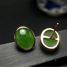 Hetian Jasper stud earring Natural Jasper Free shipping 925 sterling silver Fine gems jewelry For men or women 2024 - buy cheap