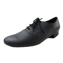 Zapatos de baile de Salsa negra suave para hombre, calzado Latino profesional de red transpirable con cordones, zapatos de baile de salón, tacones cuadrados bajos 2024 - compra barato