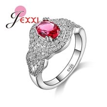 Fashion Jewelry Luxury Rhinestone Pink Clear Crystal Women Wedding Engagement  Silver Rings Fast Free Shipping 2024 - buy cheap