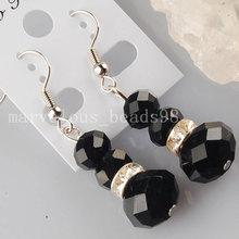 Free Shipping  Beautiful Jewelry Black Crystal Faceted Beads Earrings Pair   MC1799 2024 - buy cheap