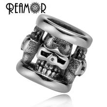 REAMOR Punk 316l Stainless steel Skull Big Hole Spacer Beads for Jewelry Making DIY Metal Charm Beads Wholesale for Bracelet 2024 - buy cheap