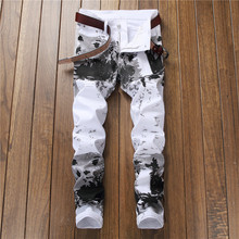 New Brand European and American style digital print pants men's trousers fashion elastic small feet casual pants 5602 2024 - buy cheap