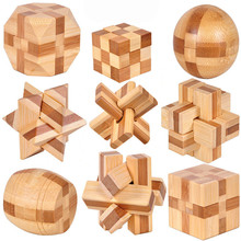 Новый дизайн Bamboo IQ Brain Teaser Kong Ming Lock 3D деревянная Блокировка заусенцев Пазлы игра игрушка для взрослых детей 2024 - купить недорого